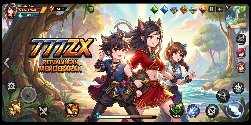 Gameplay 777ZX dengan karakter anime yang menawan dan aksi mendebarkan.