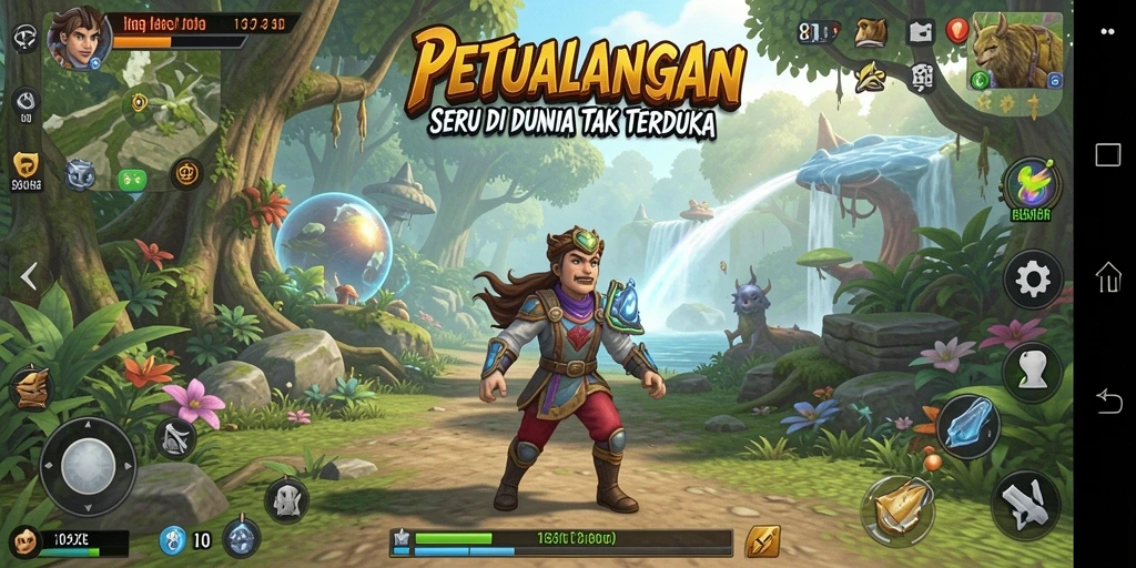 Screenshot gameplay 8II menampilkan aksi petualangan yang mendebarkan.