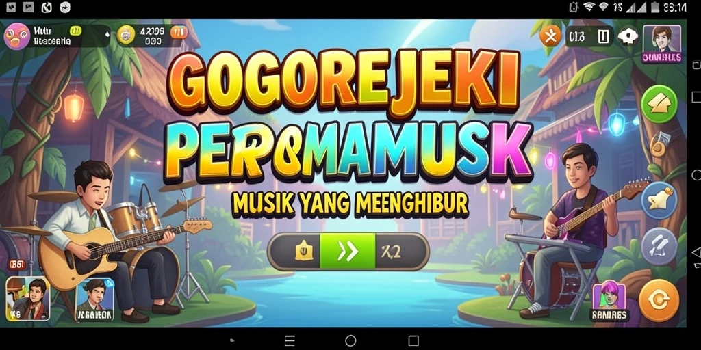Tampilan gameplay GOGOREJEKI dengan irama musik yang seru.