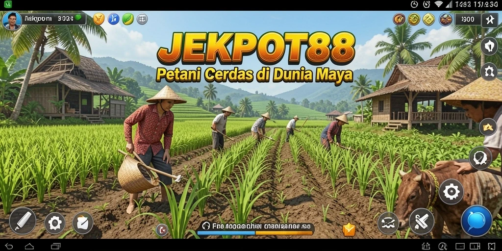 Tampilan menarik dari gameplay JEKPOT88 yang menampilkan ladang dan panen.