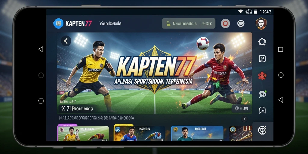 Screenshot menunjukkan antarmuka aplikasi KAPTEN77 saat taruhan olahraga.