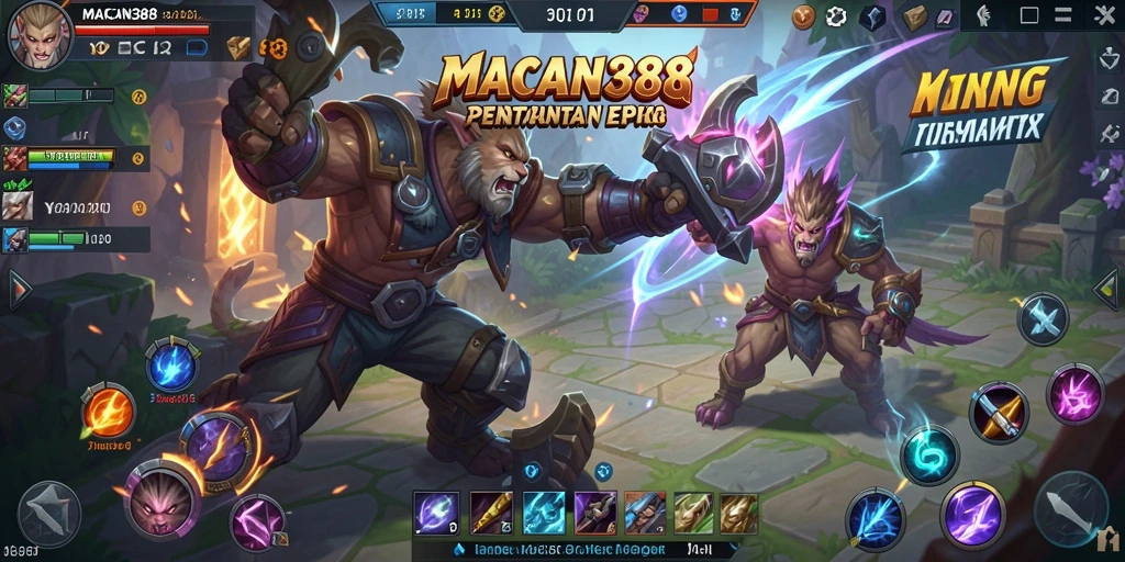 Tampilan menarik dari gameplay MOBA di MACAN388.