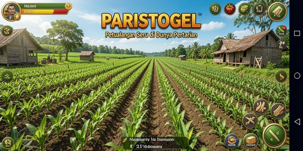 Tangkapan layar menarik dari gameplay PARISTOGEL yang menunjukkan ladang yang subur.