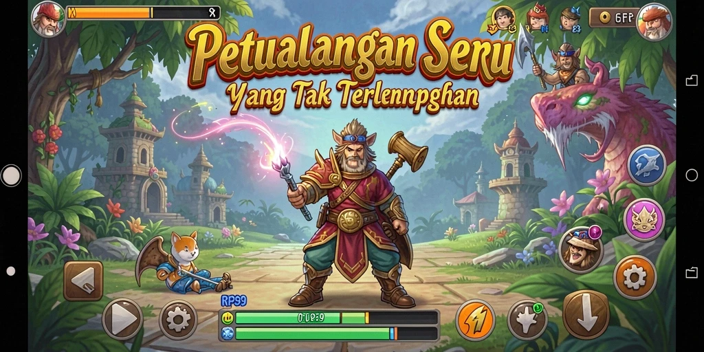 Screenshot menunjukkan karakter utama bersiap untuk menjelajahi dunia baru.