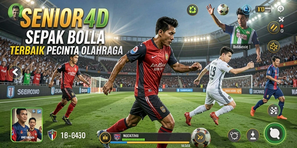 Tampilan gameplay mendebarkan di lapangan sepak bola.