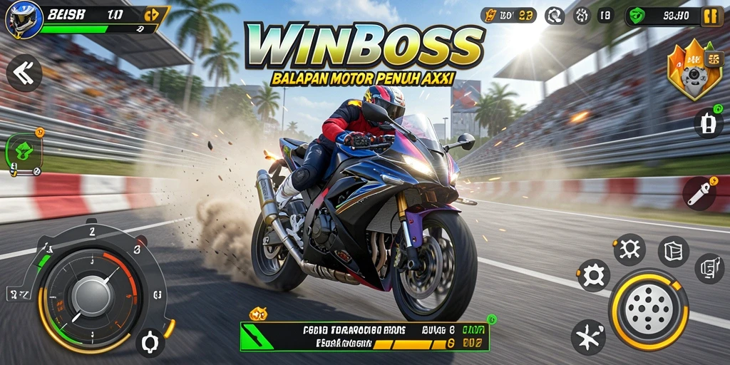 Gameplay balapan motor yang mendebarkan dan seru.
