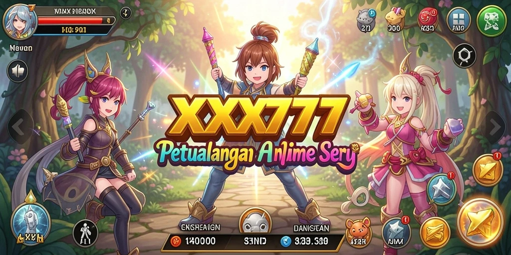Screenshot utama XXX777 menampilkan pertarungan seru dengan karakter Anime.